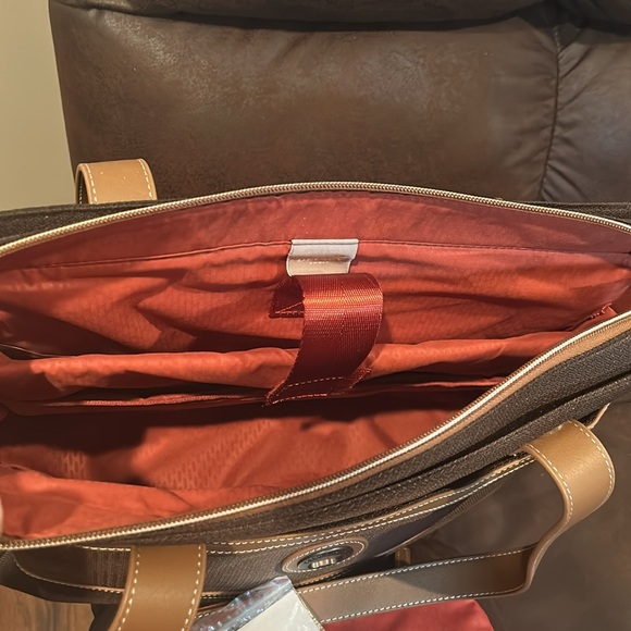 Delsey Brown Tote with Red Pouch - Picture 2 of 3
